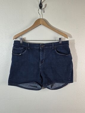 Levis Bermuda Denim Shorts Womens 34 Dark Wash Mid Rise Casual Stretch